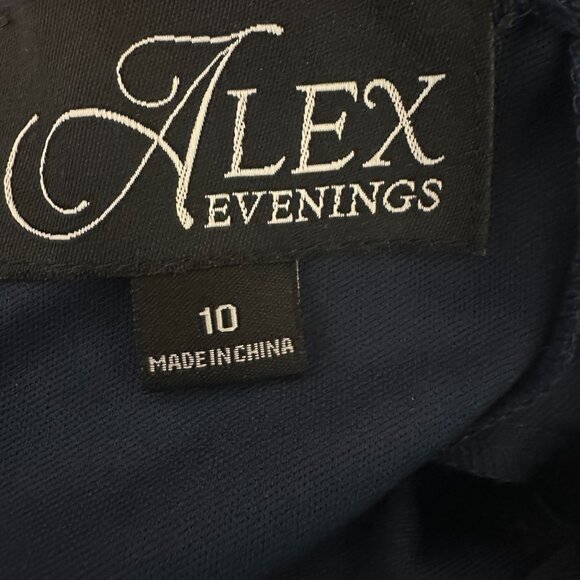 Alex Evenings Sleeveless Sequin Lace Floral Maxi Dress Square Neck Blue Size 10 - Picture 7 of 12